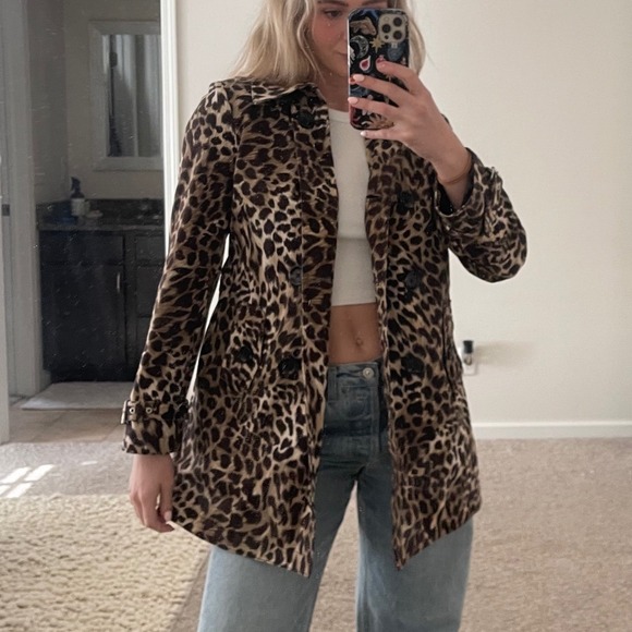 Michael Michael‎ Kors Leopard Print Classic Fit Trench Coat Size Small - Picture 1 of 12
